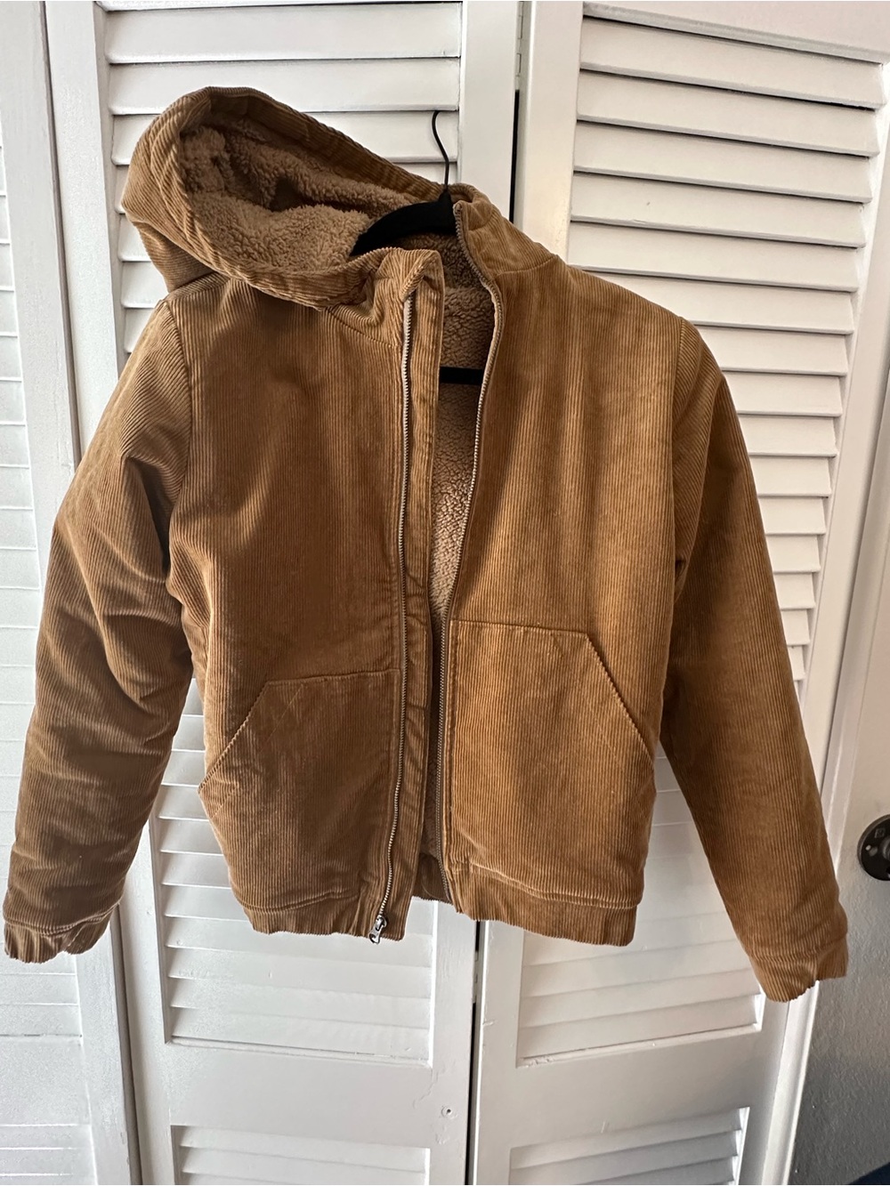 Boys XL GAP  Corduroy Sherpa Hooded zip Jacket in caramel